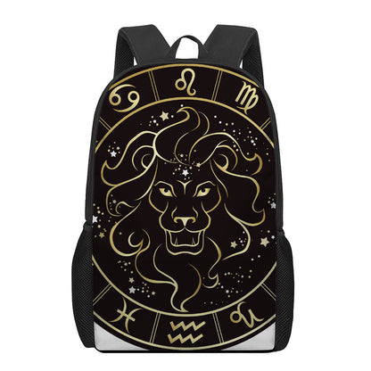Gold And Black Leo Sign Print 17 Inch Backpack