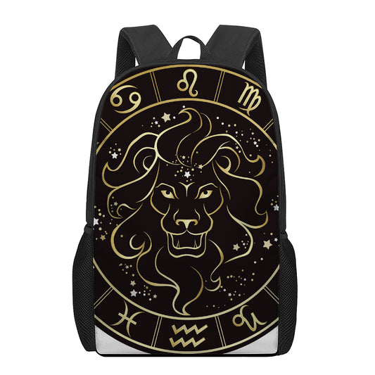 Gold And Black Leo Sign Print 17 Inch Backpack