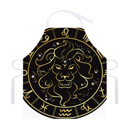 Gold And Black Leo Sign Print Adjustable Apron