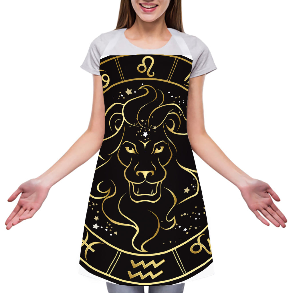 Gold And Black Leo Sign Print Adjustable Apron