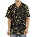 Gold And Black Leo Sign Print Aloha Shirt