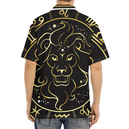 Gold And Black Leo Sign Print Aloha Shirt