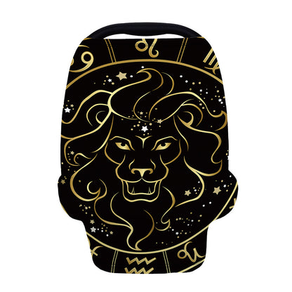 Gold And Black Leo Sign Print Baby Seat Cover