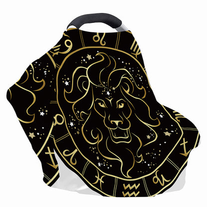 Gold And Black Leo Sign Print Baby Seat Cover