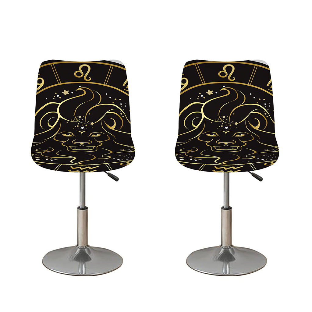 Gold And Black Leo Sign Print Bar Stool Covers