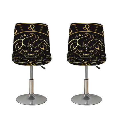 Gold And Black Leo Sign Print Bar Stool Covers