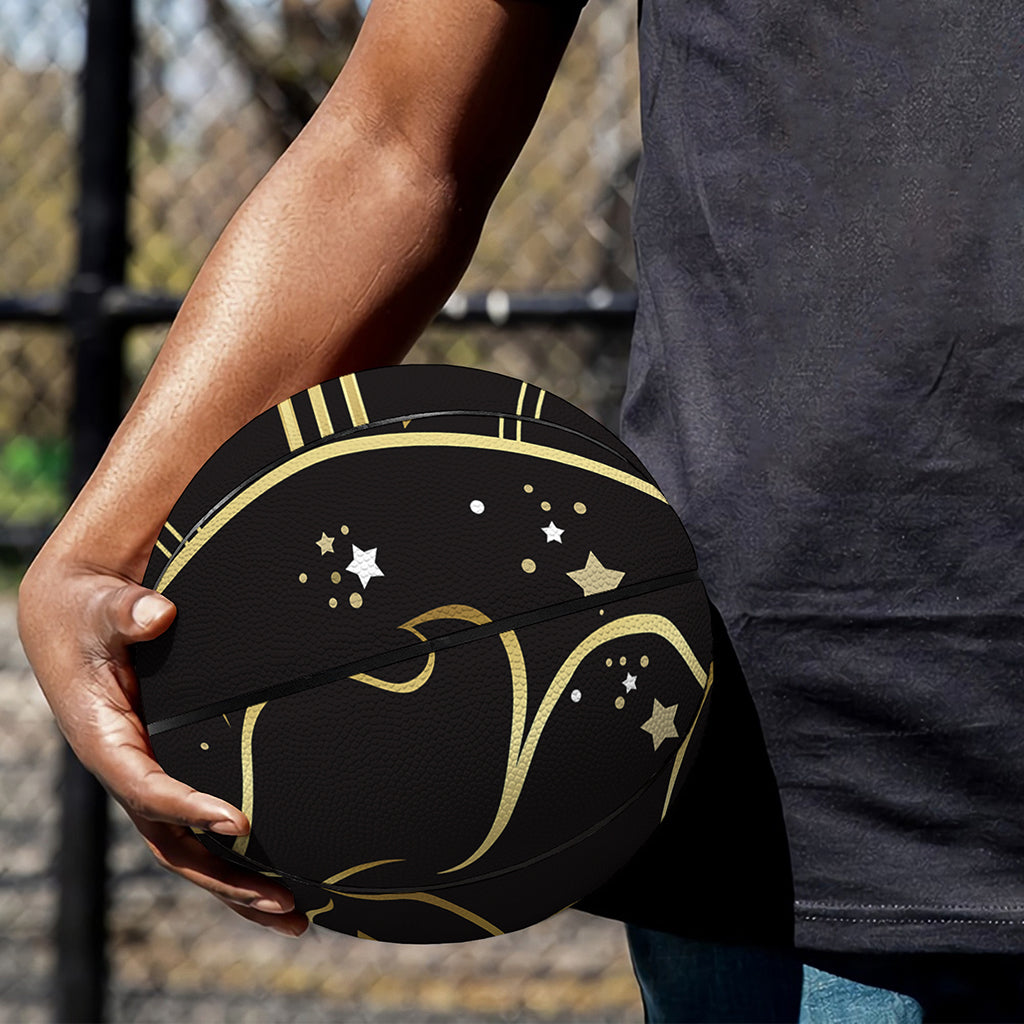 Gold And Black Leo Sign Print Basketball