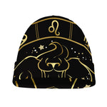 Gold And Black Leo Sign Print Beanie