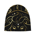 Gold And Black Leo Sign Print Beanie