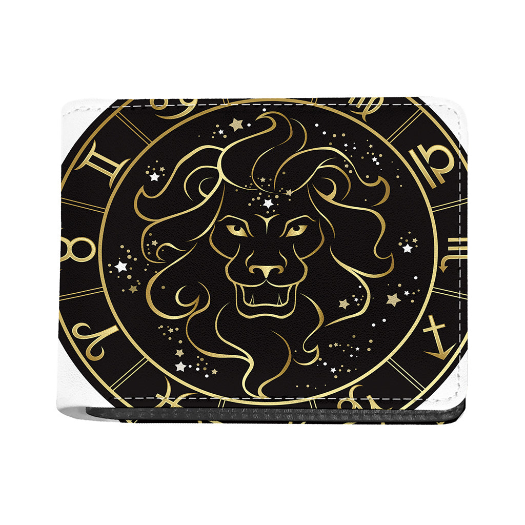 Gold And Black Leo Sign Print Bifold Wallet