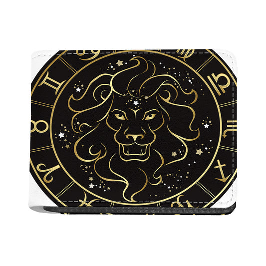 Gold And Black Leo Sign Print Bifold Wallet