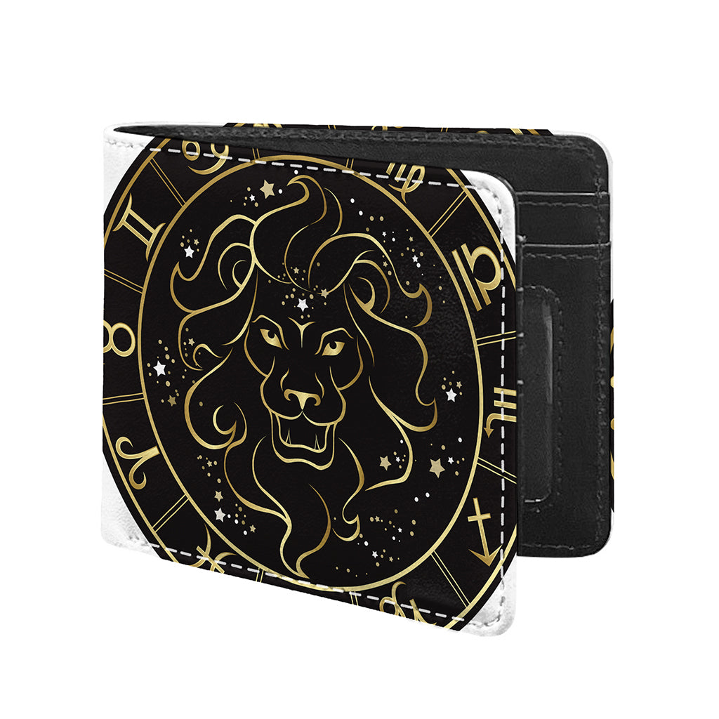 Gold And Black Leo Sign Print Bifold Wallet