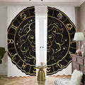 Gold And Black Leo Sign Print Dimout Pencil Pleat Curtains