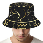 Gold And Black Leo Sign Print Bucket Hat