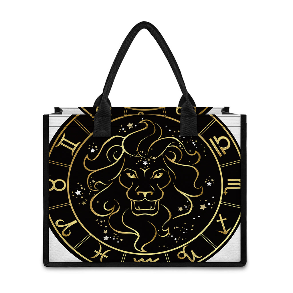 Gold And Black Leo Sign Print Canvas Tote Bag