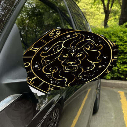 Gold And Black Leo Sign Print Car Side Mirror Covers