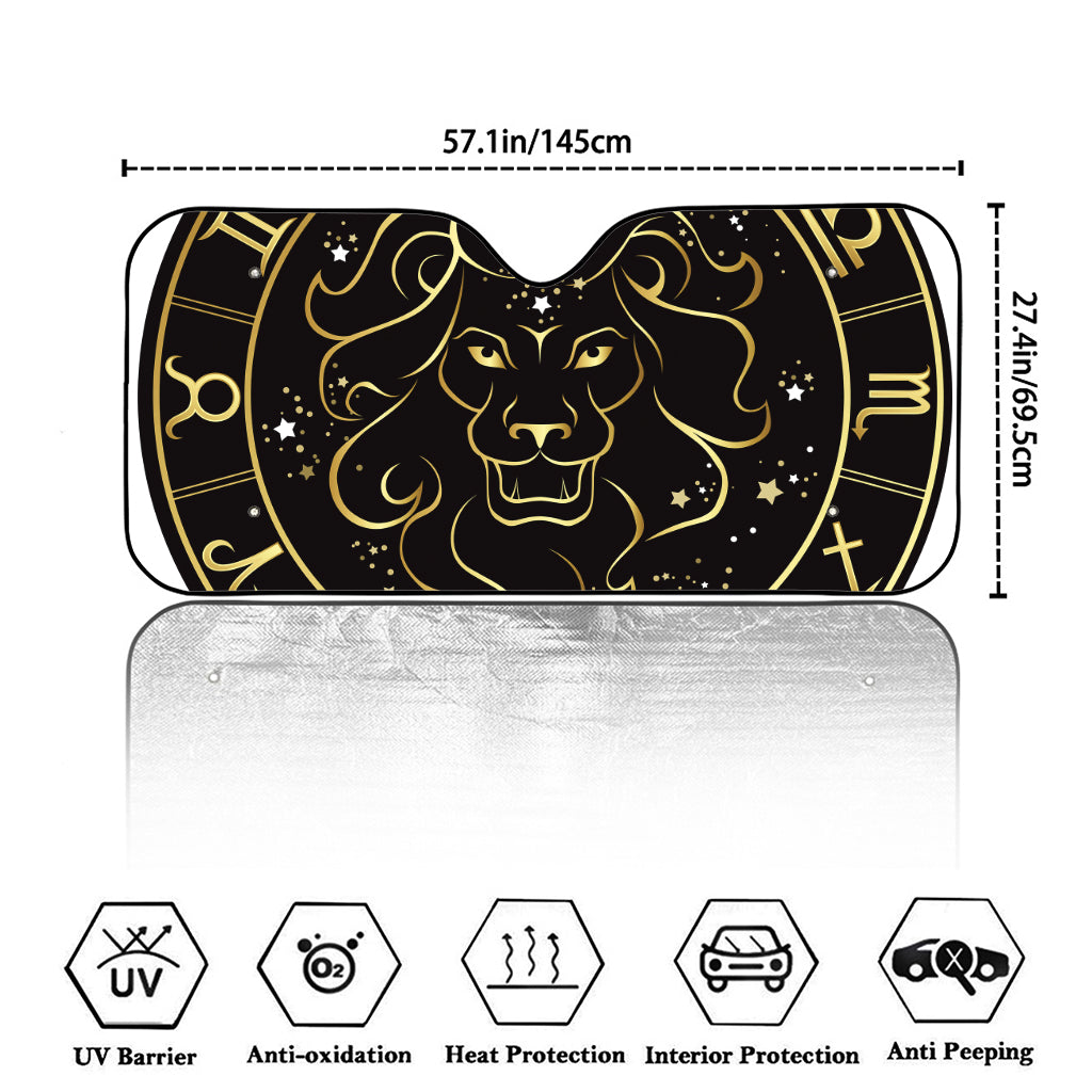 Gold And Black Leo Sign Print Car Windshield Sun Shade