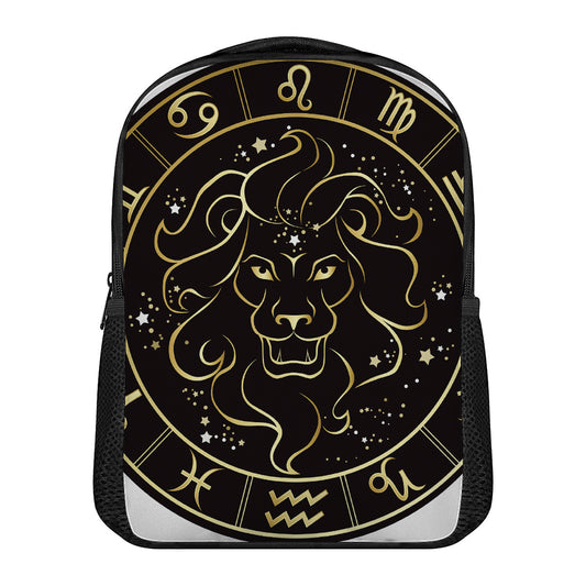 Gold And Black Leo Sign Print Casual Backpack
