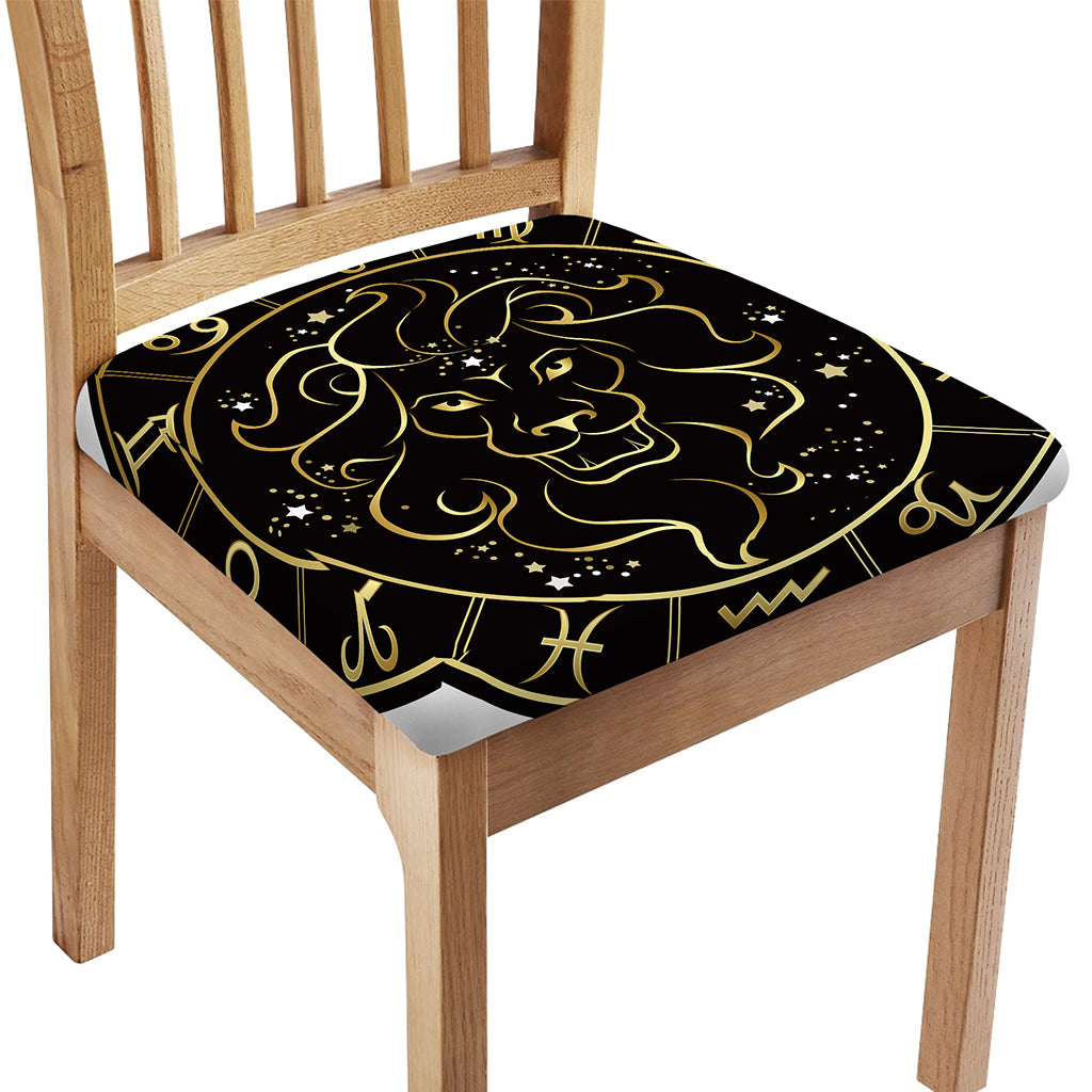Gold And Black Leo Sign Print Chair Cushion Cover