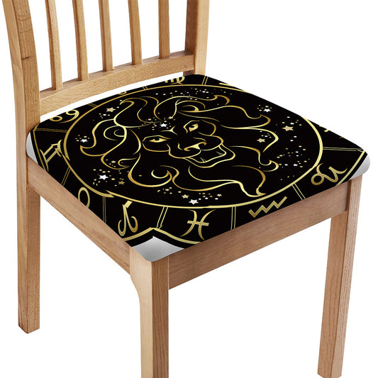 Gold And Black Leo Sign Print Chair Cushion Cover