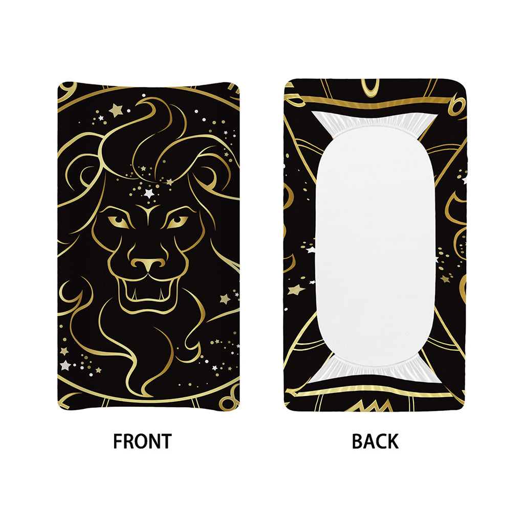 Gold And Black Leo Sign Print Changing Pad Cover