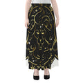 Gold And Black Leo Sign Print Chiffon Maxi Skirt