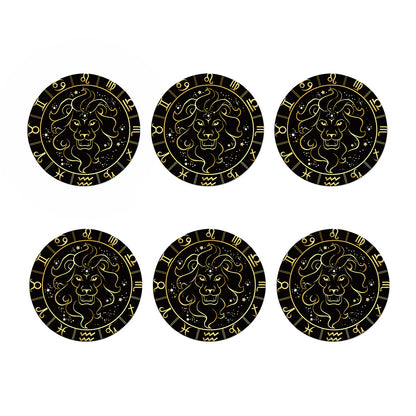 Gold And Black Leo Sign Print Coaster Set