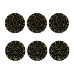 Gold And Black Leo Sign Print Coaster Set