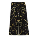 Gold And Black Leo Sign Print Cotton Front Slit Maxi Skirt