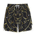 Gold And Black Leo Sign Print Cotton Shorts
