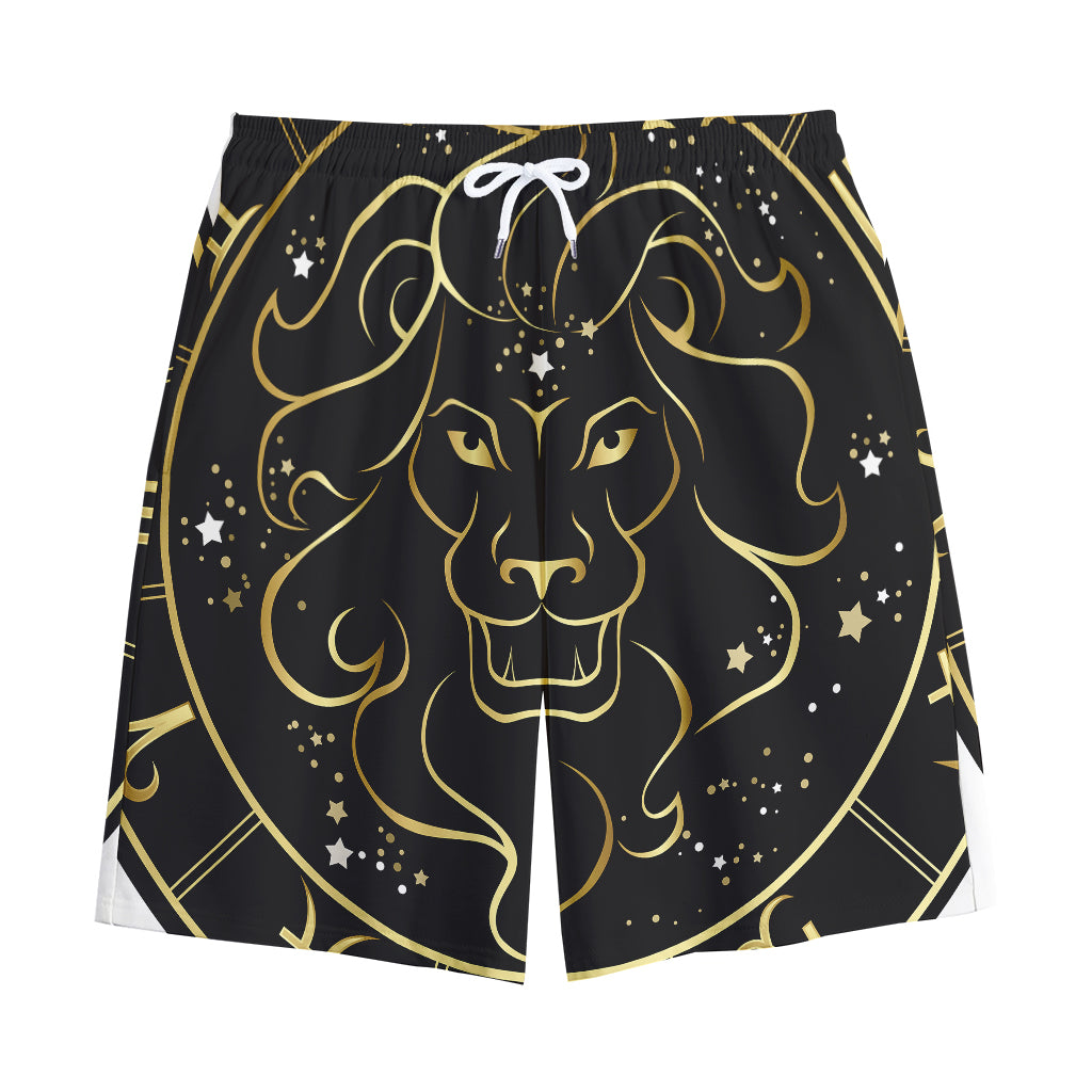 Gold And Black Leo Sign Print Cotton Shorts