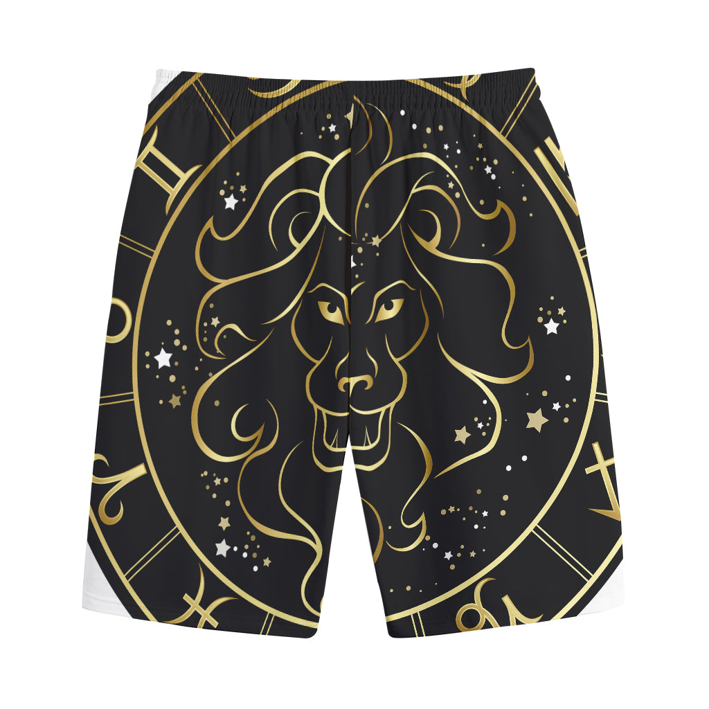 Gold And Black Leo Sign Print Cotton Shorts