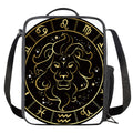 Gold And Black Leo Sign Print Crossbody Lunch Bag