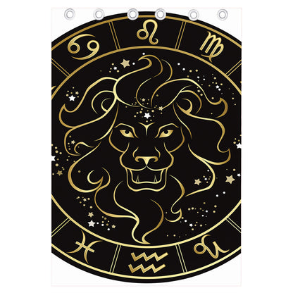 Gold And Black Leo Sign Print Curtain