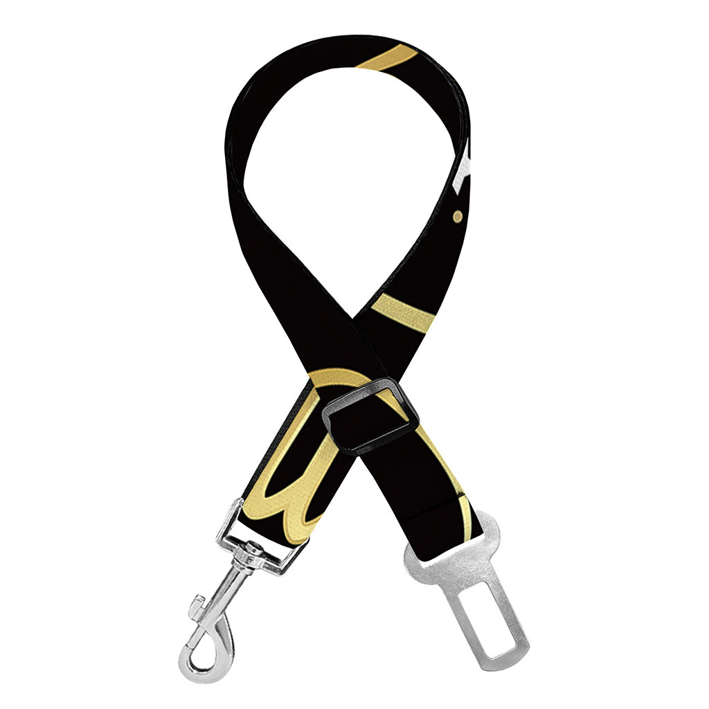Gold And Black Leo Sign Print Dog Seat Belt