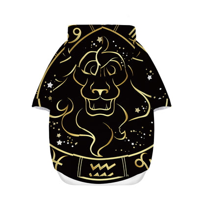 Gold And Black Leo Sign Print Dog Zip Up Hoodie