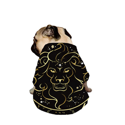 Gold And Black Leo Sign Print Dog Zip Up Jacket