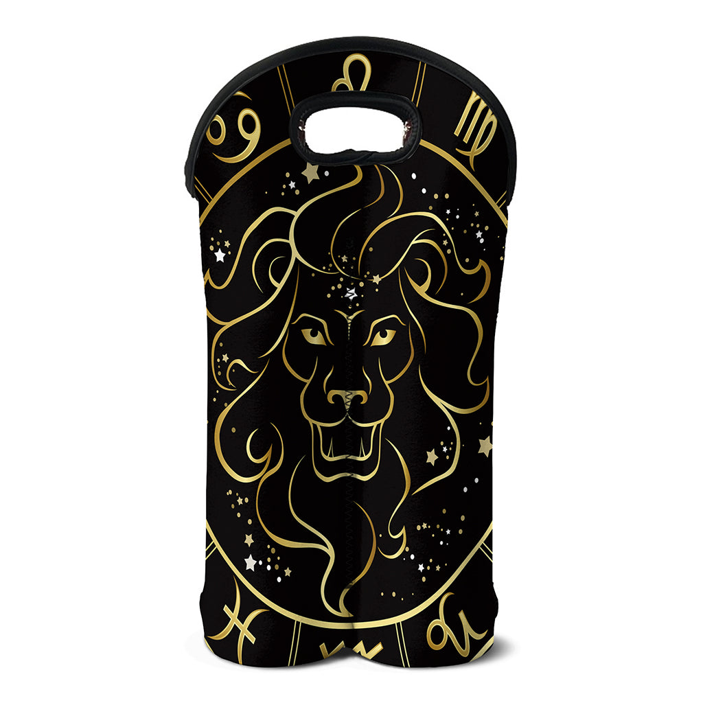 Gold And Black Leo Sign Print Double Neoprene Wine Tote
