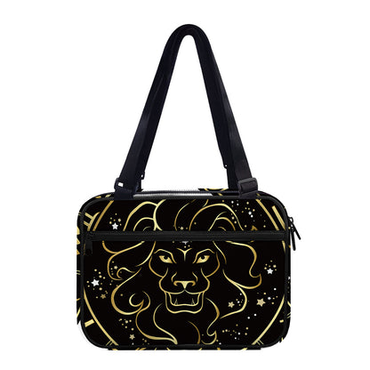 Gold And Black Leo Sign Print Double Strap Bible Bag