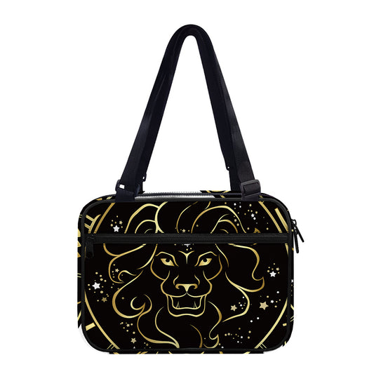 Gold And Black Leo Sign Print Double Strap Bible Bag