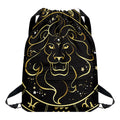 Gold And Black Leo Sign Print Drawstring Backpack