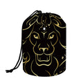 Gold And Black Leo Sign Print Drawstring Makeup Bag