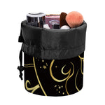 Gold And Black Leo Sign Print Drawstring Makeup Bag