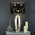 Gold And Black Leo Sign Print Drum Lamp Shade