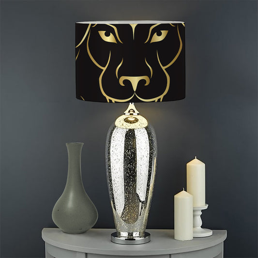 Gold And Black Leo Sign Print Drum Lamp Shade