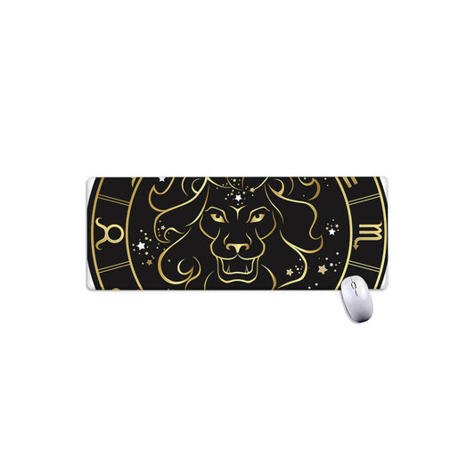 Gold And Black Leo Sign Print Extended Mouse Pad