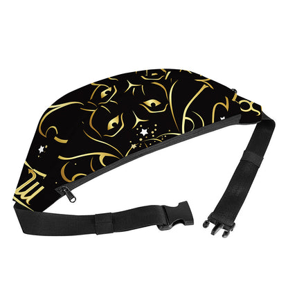 Gold And Black Leo Sign Print Fanny Pack
