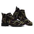 Gold And Black Leo Sign Print Flat Ankle Boots