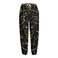 Gold And Black Leo Sign Print Fleece Lined Knit Pants