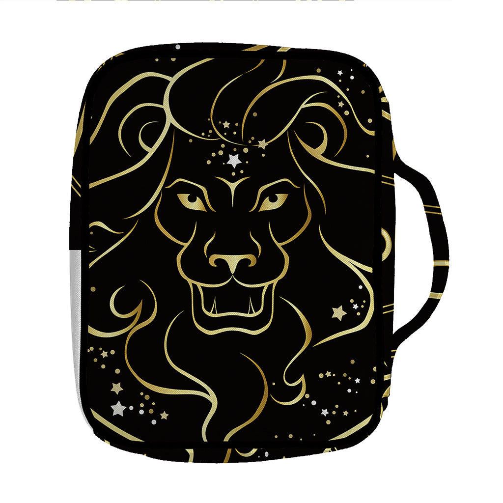 Gold And Black Leo Sign Print Front Pocket Bible Bag